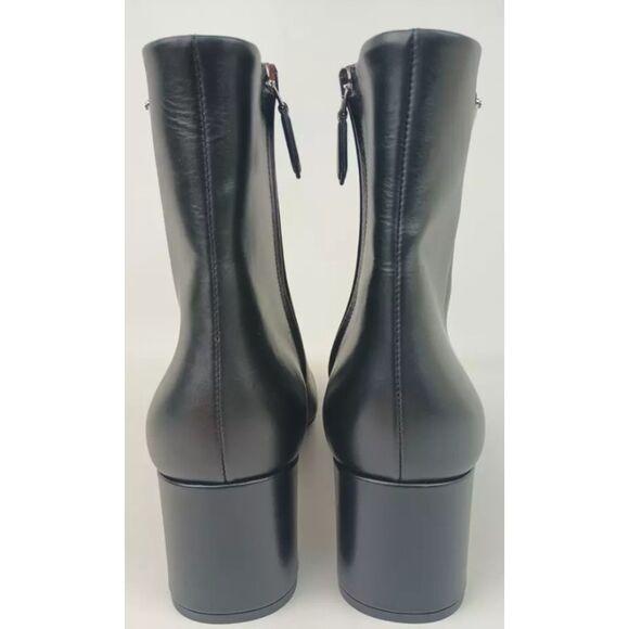 Prada Women's Black Leather Logo Block Heel Ankle Bootie Size 38 $1590+ - Picture 5 of 7